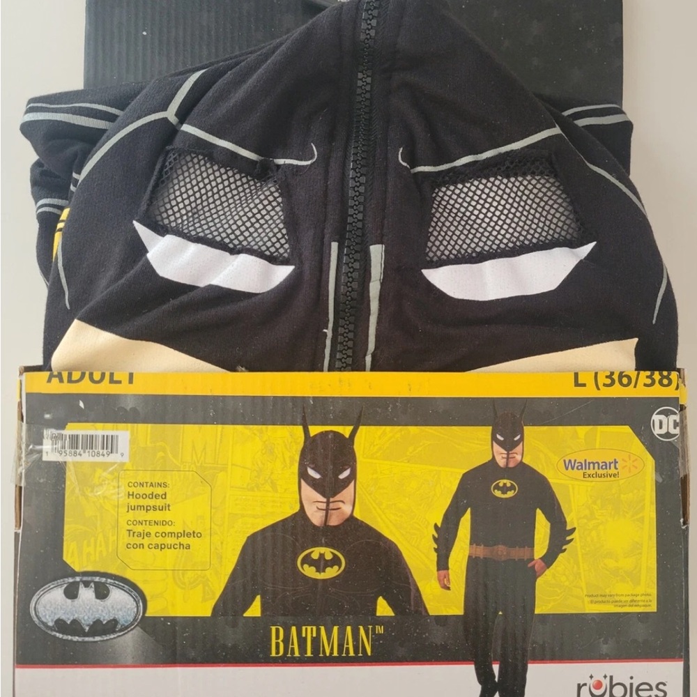 Rubies BATMAN DC Halloween Costume Hooded Jumpsuit Cosplay Adult L 36/38 Mens